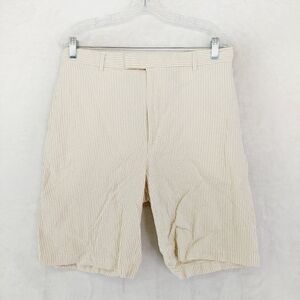Greg Norman Cream Striped High Rise Chino Bermuda Shorts 755